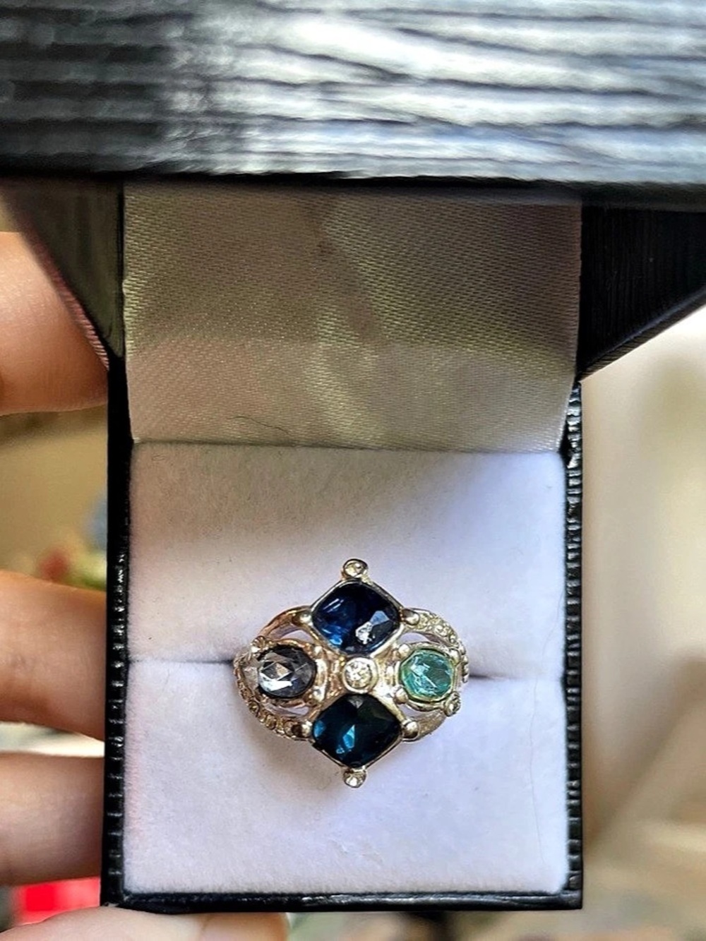 Vintage Avon Multi-Tonal Blue Cluster Cocktail Statement Ring| SZ 6